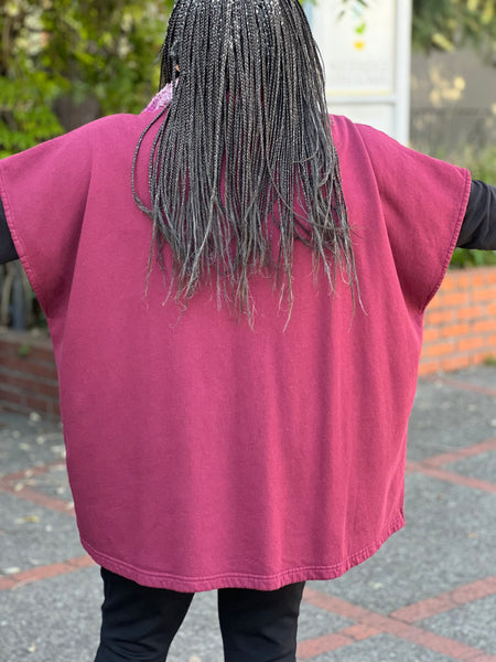 Bryn Walker Bamboo Fleece Pip Poncho-Grenache