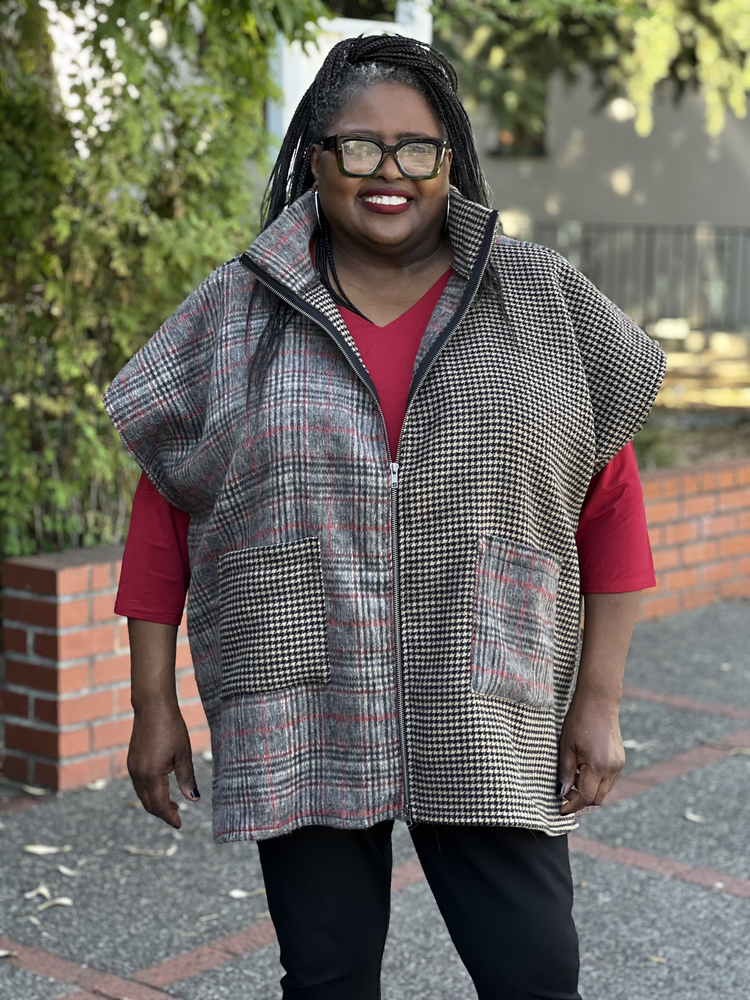 Bryn Walker Plaid Pip Poncho-Multi