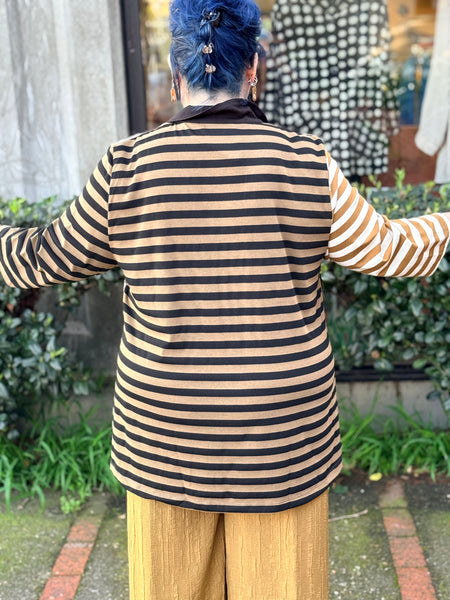 Alembika Urban Rally Stripes Color Block Button Down