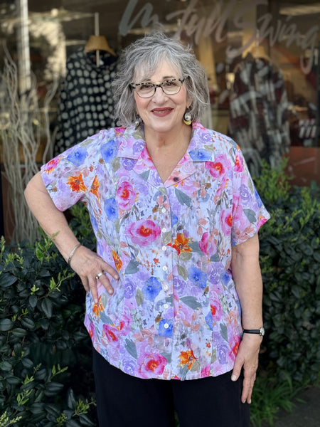 Blue Sky Samantha Blouse-Pink Bouquet