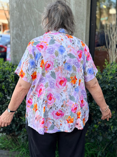 Blue Sky Samantha Blouse-Pink Bouquet