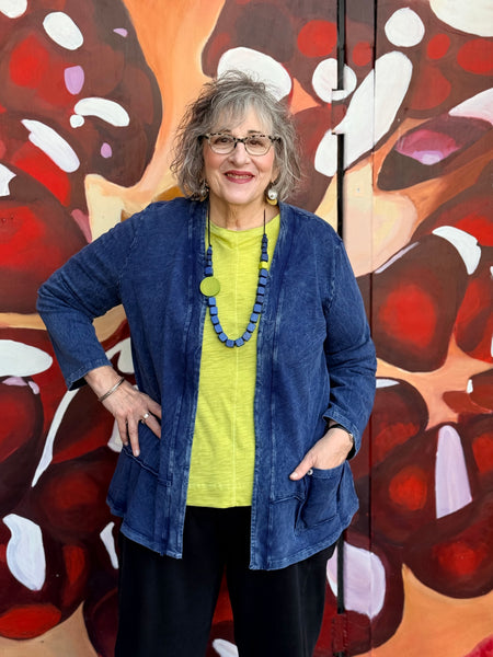 Jess and Jane Terry Spnadex Cardigan- Denim