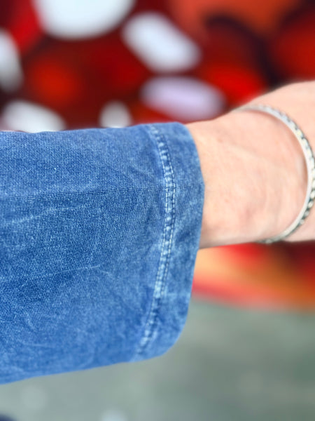 Jess and Jane Terry Spnadex Cardigan- Denim