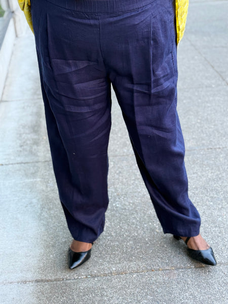 Eileen Fisher Organic Linen Lantern Pant-Ink