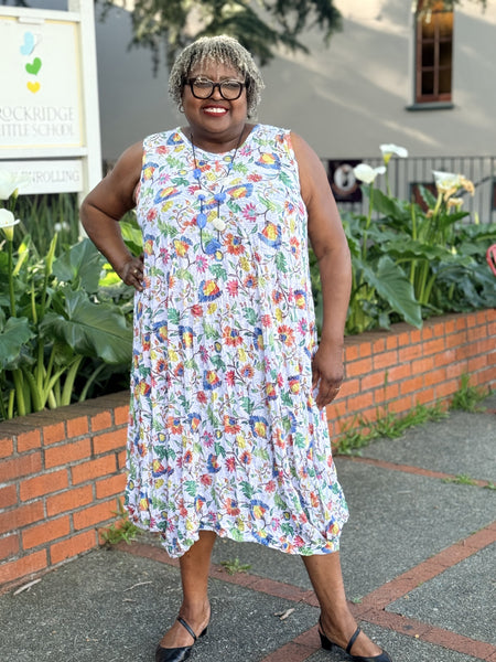 Shana Crinkle Tank Dress-Floral