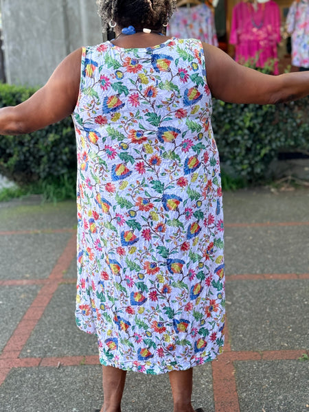 Shana Crinkle Tank Dress-Floral