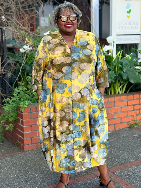 Alembika Saffron Cocoon Dress-Gold/Ocean Dots