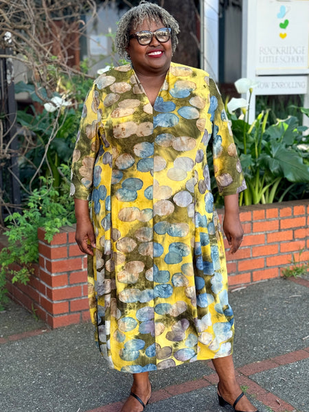 Alembika Saffron Cocoon Dress-Gold/Ocean Dots