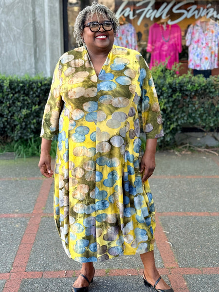 Alembika Saffron Cocoon Dress-Gold/Ocean Dots