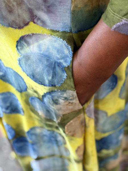 Alembika Saffron Cocoon Dress-Gold/Ocean Dots