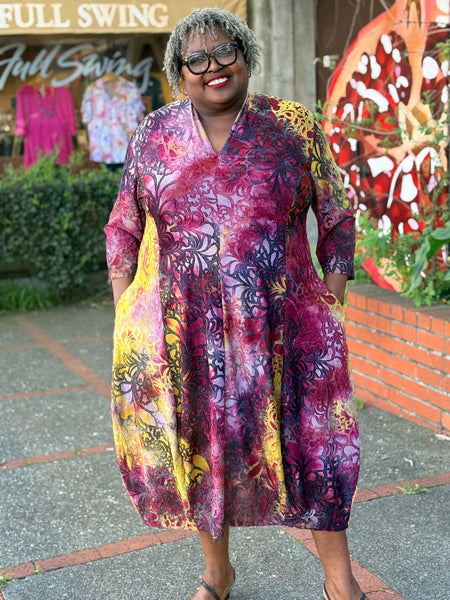 Alembika Confetti Cocoon Dress-Raspberry