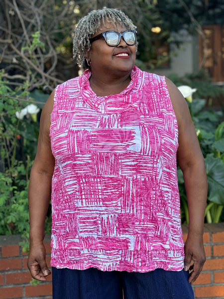 Shana Crinkle Cowl Neck-Pink