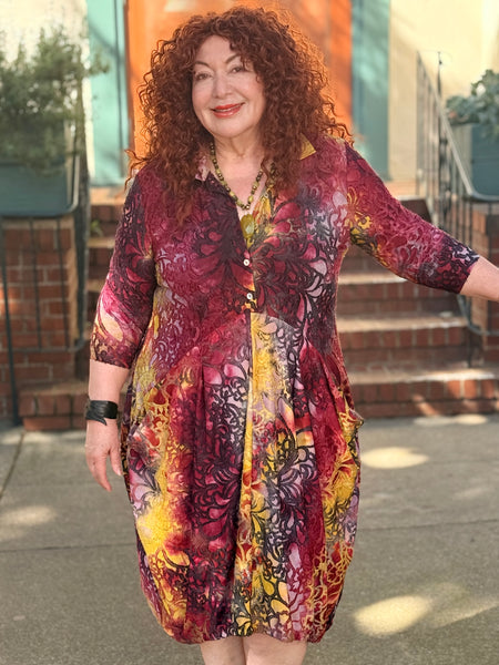 Alembika Tangled Drape Pocket Dress- Raspberry