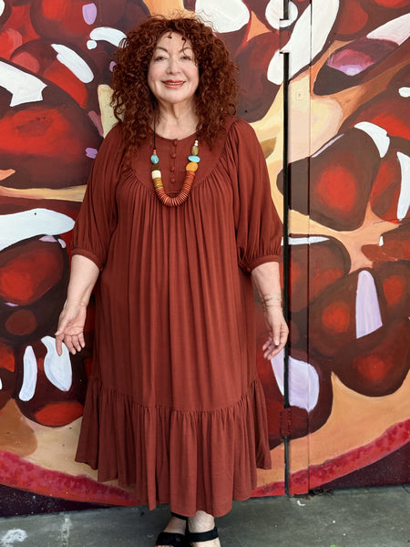 The Parlour Margaret Poet Dress-Sienna