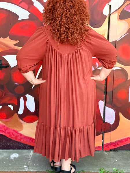 The Parlour Margaret Poet Dress-Sienna