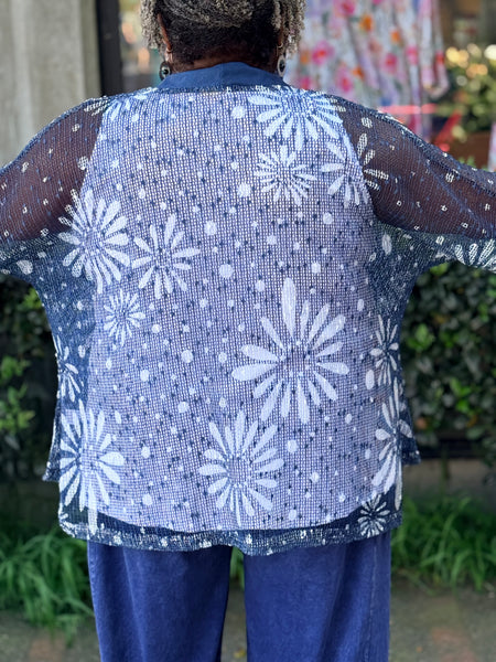 Jess and Jane Cotton Mesh Print Cardigan-Evangeline