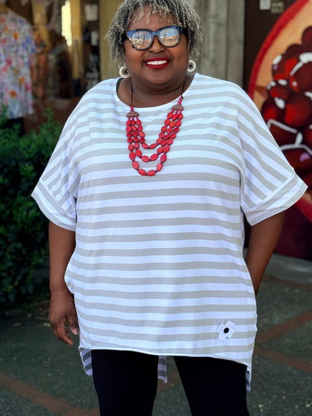 Pluslavie (PLU) Cement Stripe Big Tee- OS