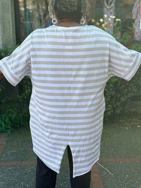 Pluslavie (PLU) Cement Stripe Big Tee- OS