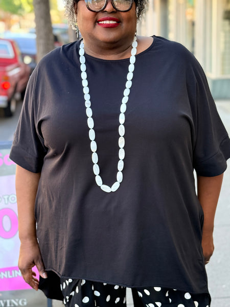 Pluslavie (Plu) Big Tee- Black with Dot Plus