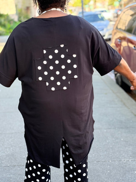 Pluslavie (Plu) Big Tee- Black with Dot Plus