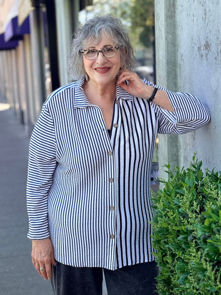 Habbitat Earn Your Stripes Next in Line Shirt-Navy