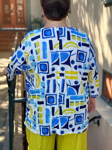 Kozan Cameron Crinkle V-Neck Tunic-Miami Print