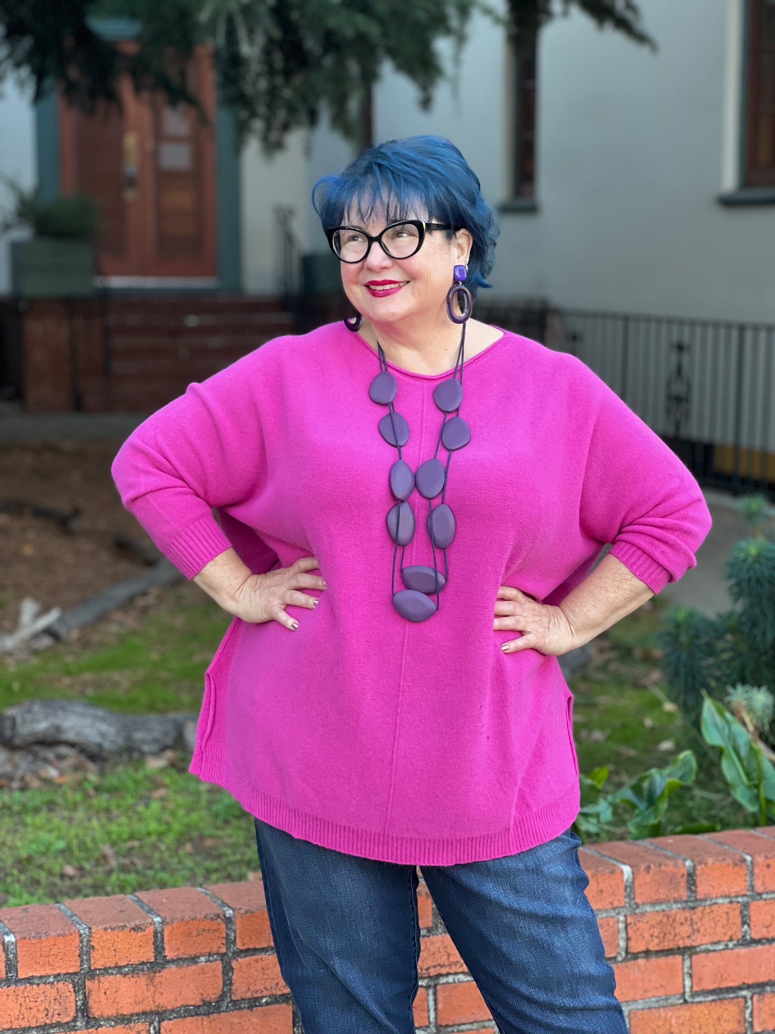 Amazing Woman Cassi One Size Sweater-Cerise