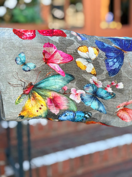 Citron Open Front Kimono-Swarm of Butterflies