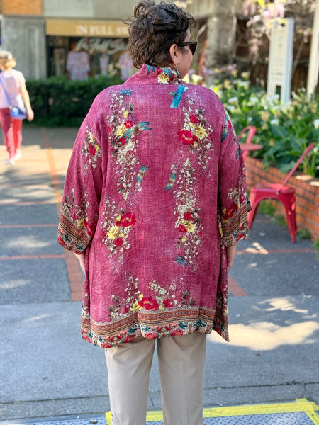 Citron Open Front Kimono-Dragonflies and Waterlilies
