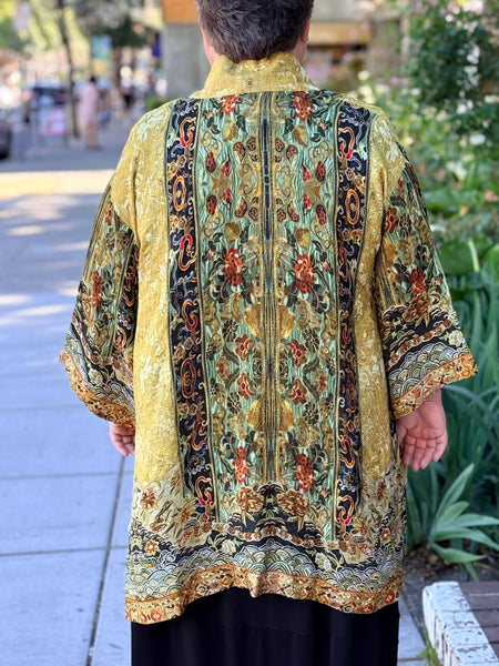 Citron Open Front Kimono-Embroidery from Antiquity