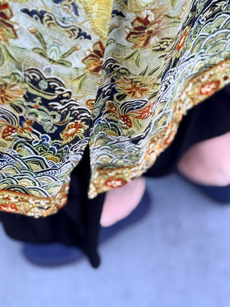 Citron Open Front Kimono-Embroidery from Antiquity