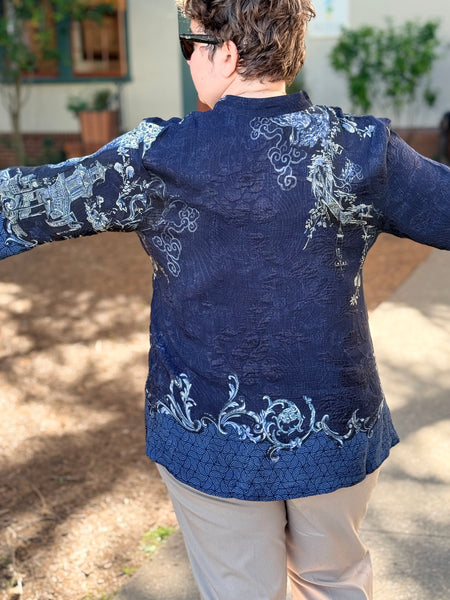 Citron 3/4 Mandarin Collar Blouse-Chinoserie Japan