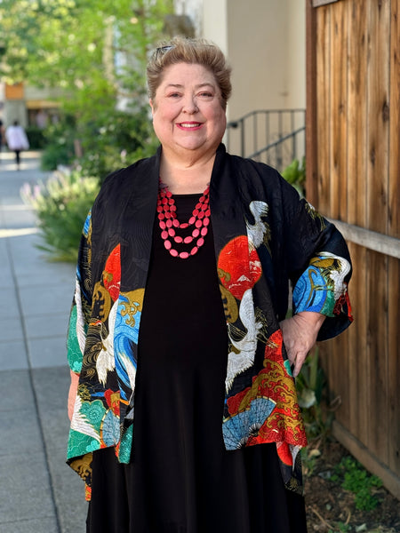 Citron Open Front Kimono-Sun Wave Crane