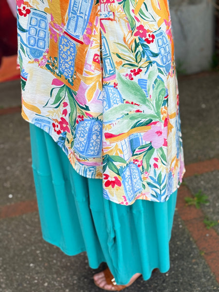 Sydney Project Capri Print Hi-Lo Button Down