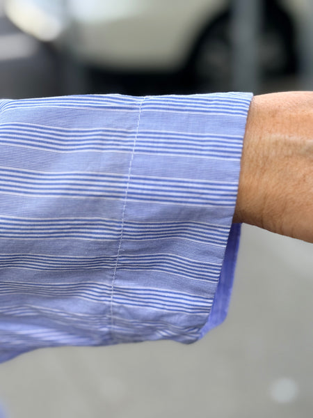 Paper Temples Naomi Button Down-Blue Stripe Stars