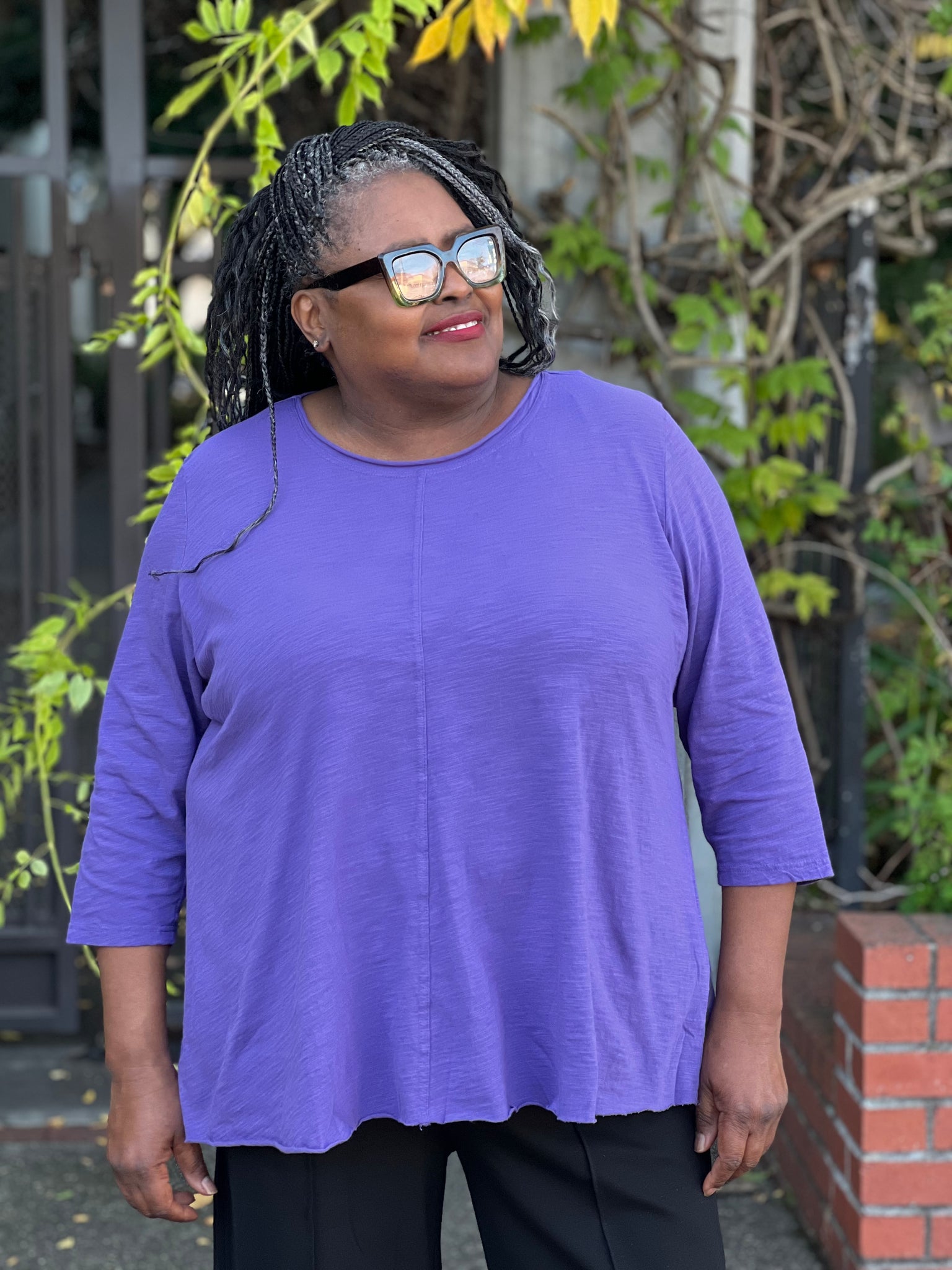 Kleen Seamed 3/4 Sleeve Swing Tee- Amethyst