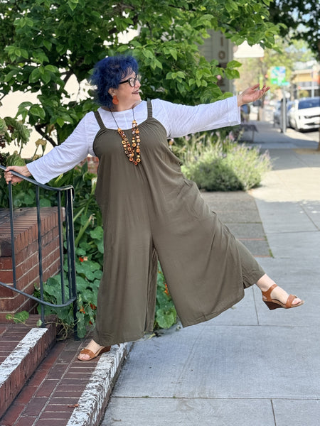 Blue Sky Linen Bamboo Joanna Jumpsuit-Khaki