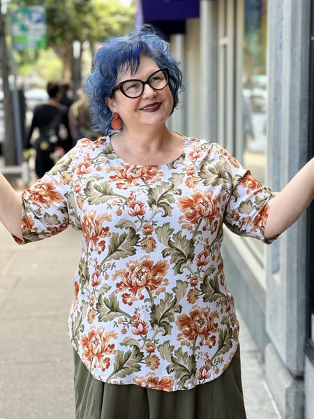 Blue Sky Linen Bamboo Liza Top-Khaki Tapestry