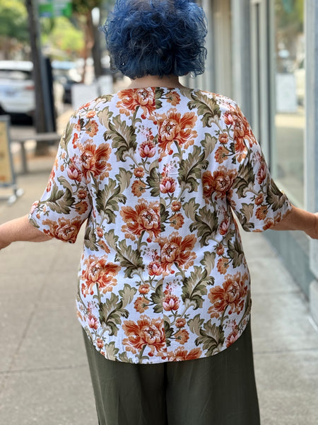 Blue Sky Linen Bamboo Liza Top-Khaki Tapestry