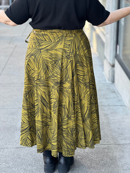 The Parlour Long Wrap Skirt-Green