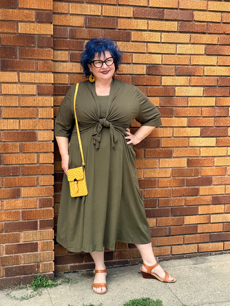 Blue Sky Bamboo Linen Shauna Dress-Khaki