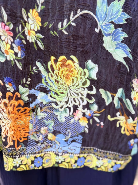 Citron Open Front Kimono-Mums Border