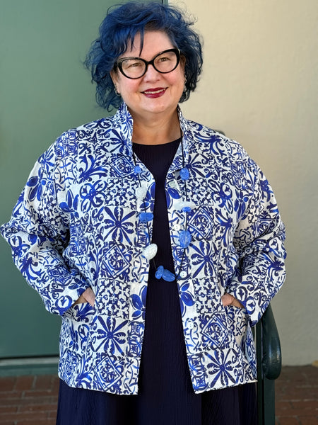 Christopher Calvin Linen Jacket-Blue Tile