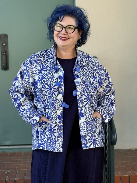 Christopher Calvin Linen Jacket-Blue Tile