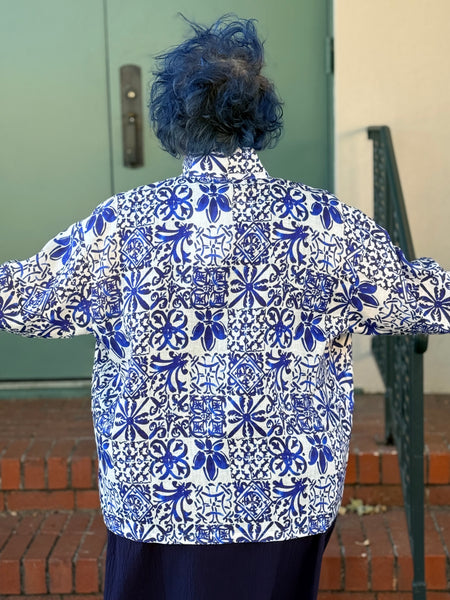 Christopher Calvin Linen Jacket-Blue Tile