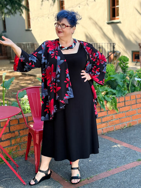 Klaveli 3/4 Floral Jacket-Red/Black