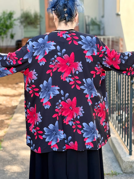 Klaveli 3/4 Floral Jacket-Red/Black