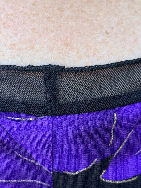 Klaveli 3/4 Sleeve Mesh Trim Tunic-Black/Purple