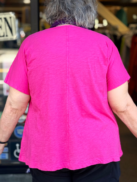 Jess and Jane Center Seam Boxy Dolman Top- Fuschia