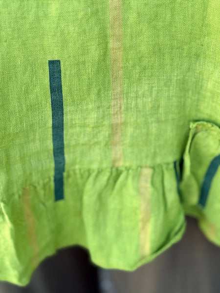Transparente Ruffle Linen Tunic-Kiwi